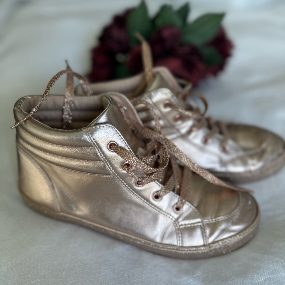 Metallic Gold High-Top Sneakers